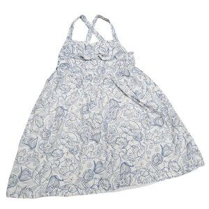 Tommy Bahama Girls Floral Sundress 4T White & Blue Cotton Blend Lined Sleeveless